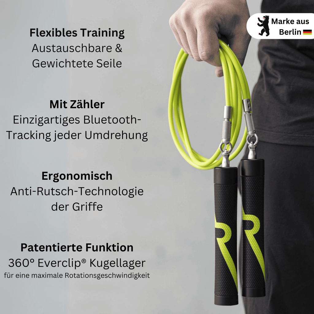 Corde à Sauter Connectée EVERJUMP Melt - Avec Cordes Lestées, Système Clip, Bluetooth Et Application